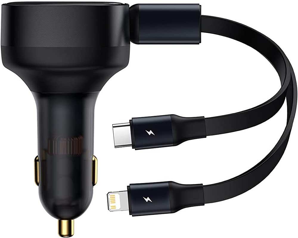 Baseus Enjoyment Retractable 2-in-1 Car Charger C+L 30W Black