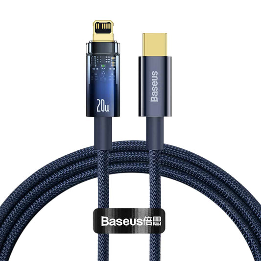 Buy Baseus Explorer Series Auto Power-Off Fast Charging Data Cable Type-C to iPhone 20W 1m Blue from Vmart in Pakistan