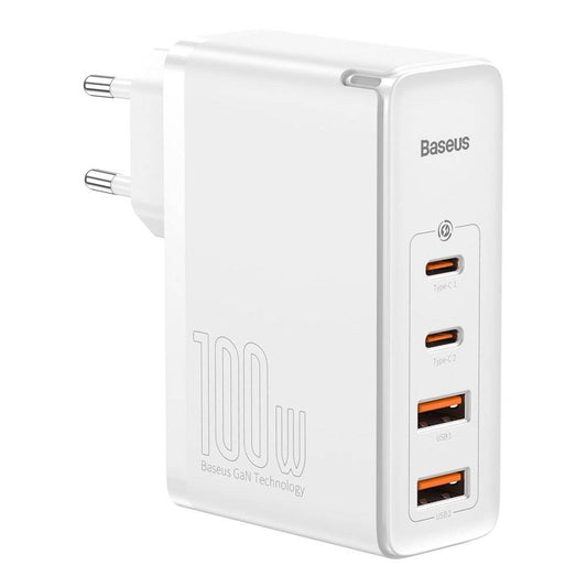 Buy Baseus GaN2 Pro 100W 2 x USB + 2 x Type-C Ports Quick Charger with Type-C Cable - White from Vmart in Pakistan