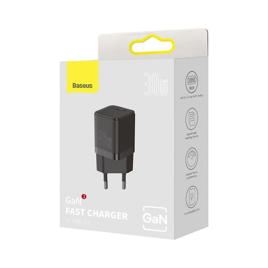 Buy Baseus GaN3 Fast Charger 1C 30W EU Black from Vmart in Pakistan