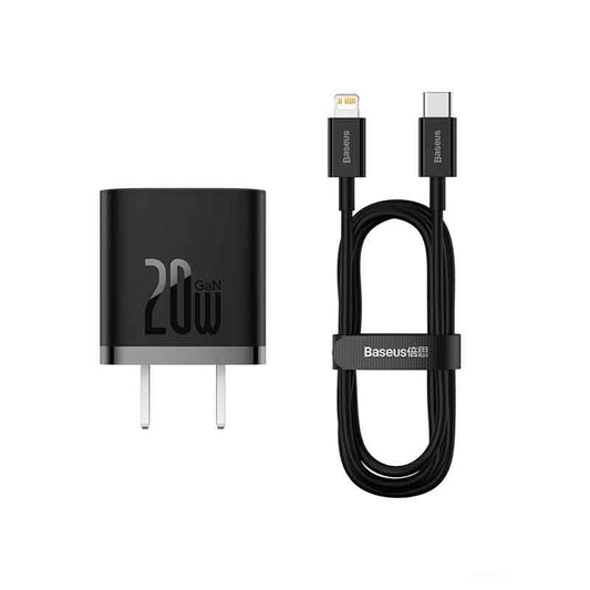 Buy Baseus GaN5 Fast Charger 1C 20W CN Black (with Type-C to iP Cable 1m) from Vmart in Pakistan