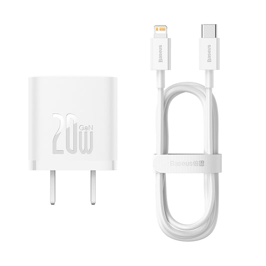 Buy Baseus GaN5 Fast Charger 1C 20W CN White (with Type-C to iP Cable 1m) from Vmart in Pakistan