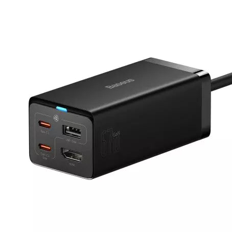 Buy Baseus GaN5 Pro Desktop Fast Charger 1U+2C+HDMI 67W with 1.5m Power Cord EU (With Data Cable Type-C to Type-C 100W(20V/5A) 1m Black from Vmart in Pakistan