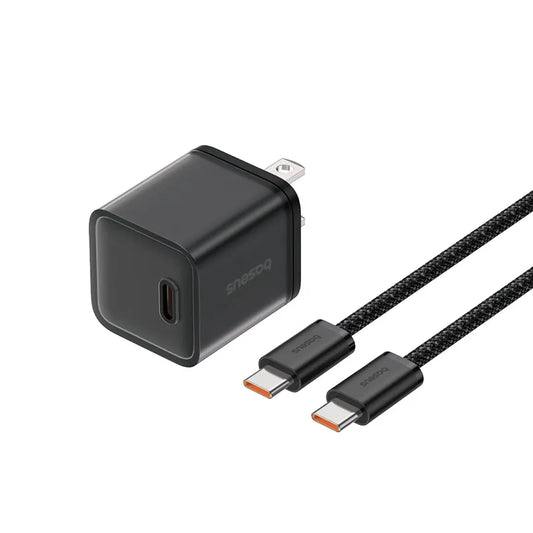 Buy Baseus GaN5S Fast Charger 1C 30W US With Baseus Dynamic 3 Series Fast Charging Data Cable Type-C to Type-C 100W 1m Cluster Black from Vmart in Pakistan