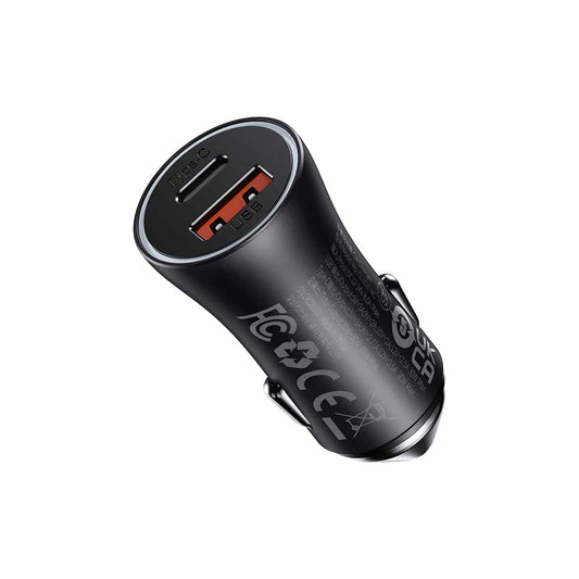Buy Baseus Golden Contactor Max Dual Fast Charger Car Charger U+C 60W - Dark Gray from Vmart in Pakistan