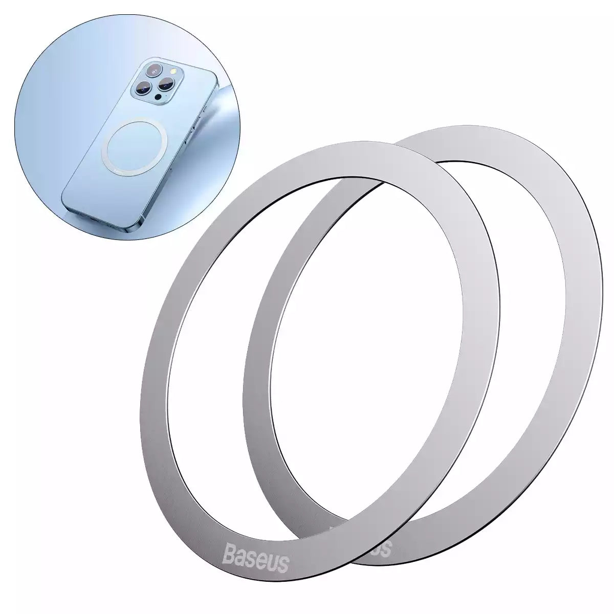 Baseus Halo Series Magnetic Metal Ring Silver (2 pack)