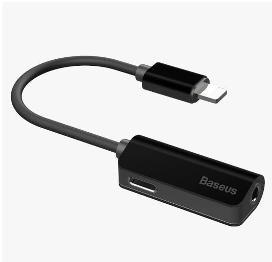 Buy Baseus L32 IP Male to 3.5mm+IP Female Adapter - Black from Vmart in Pakistan
