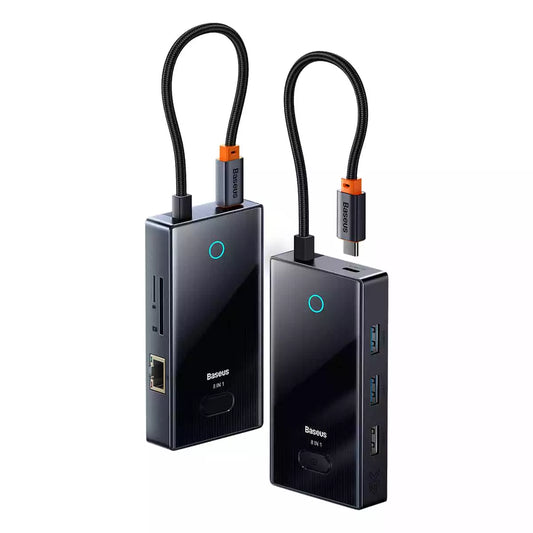 Buy Baseus PioneerJoy 8-Port Type-C Hub Adapter (Type-C to HDMI 4K@60Hz*1 + USB3.0*2 + USB2.0*1 + PD*1 + RJ45*1 + SD/TF*1) from Vmart in Pakistan