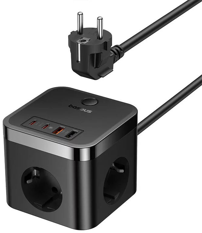 Baseus PowerCombo Cube Power Strip 3AC+2U+2C 30W 1.5m EU Cluster Black