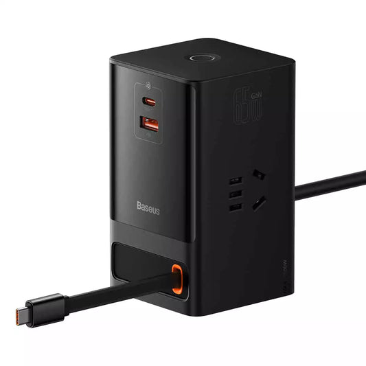 Buy Baseus PowerCombo Digital PowerStrip 3AC+1U+1C+Retractable-C 65W with 1.5m Power Cord CN Black from Vmart in Pakistan