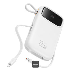 Baseus Qpow 2 Dual Cable Digital Display Fast Charge Power Bank 20000mAh 22.5W White