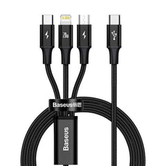 Baseus Rapid Series 3-in-1 Fast Charging Data Cable Type-C to Micro+iPhone+Type-C PD 20W 1.5m