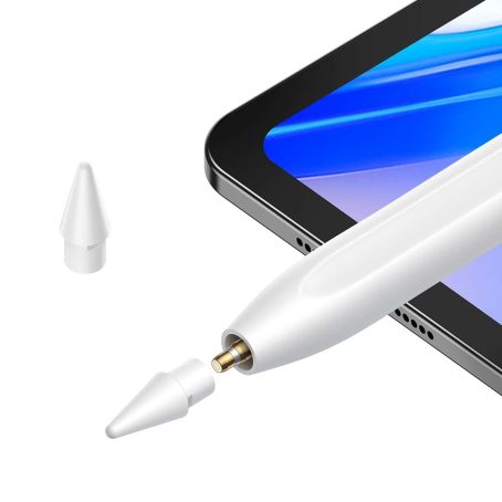 Baseus Smooth Writing 2 Series Stylus with LED Indicators, Moon White (Active/Passive Version with Type-C Cable, Active Pen Tip And Passive Pen Cap)