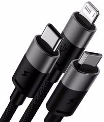 Baseus StarSpeed 1 for 3 Fast Charging Data Cable USB to M+L+C 3.5A 0.6m Cluster Black