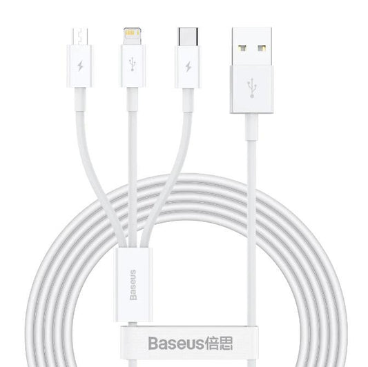 Buy Baseus Superior Series Fast Charging Data Cable USB to M+L+C 3.5A 1m Stellar White from Vmart in Pakistan