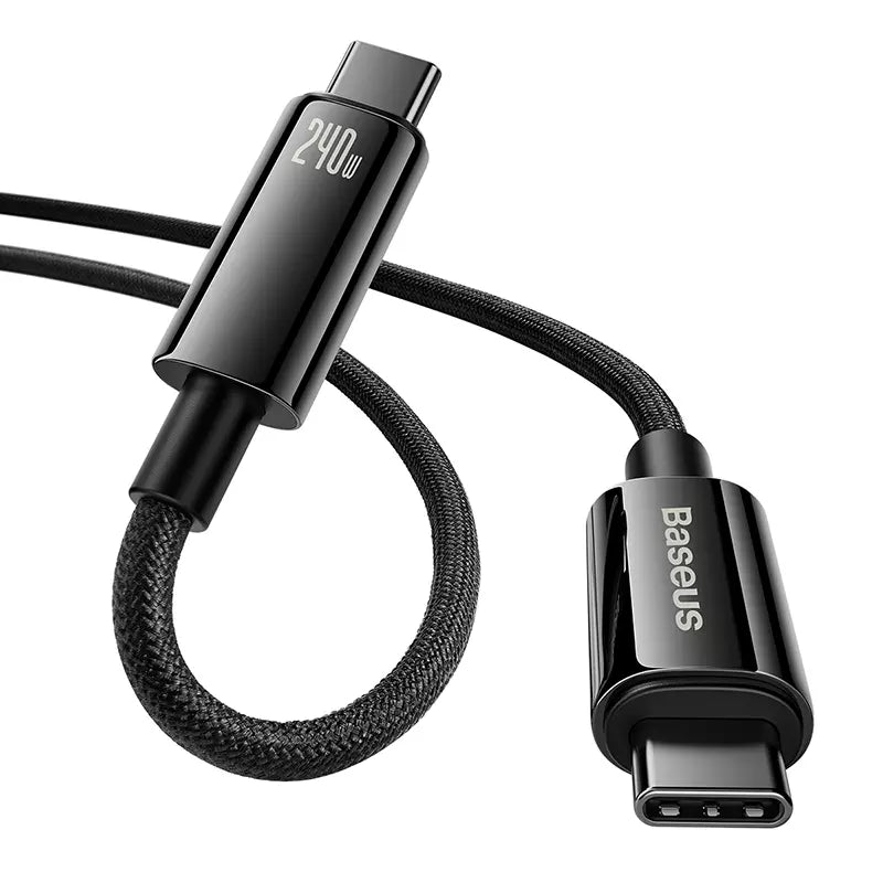 Buy Baseus Tungsten Gold Fast Charging Data Cable Type-C to Type-C 240W 1m Black from Vmart in Pakistan