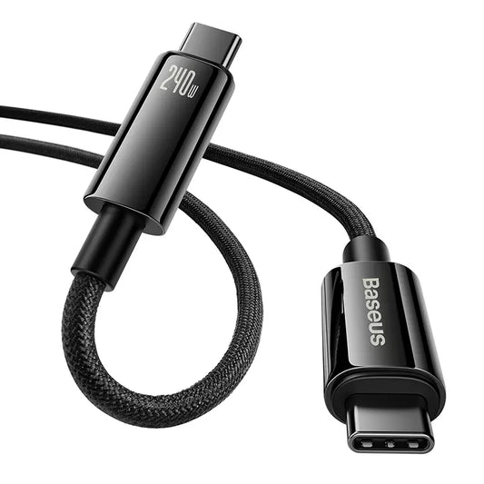 Buy Baseus Tungsten Gold Fast Charging Data Cable Type-C to Type-C 240W 3m Black from Vmart in Pakistan