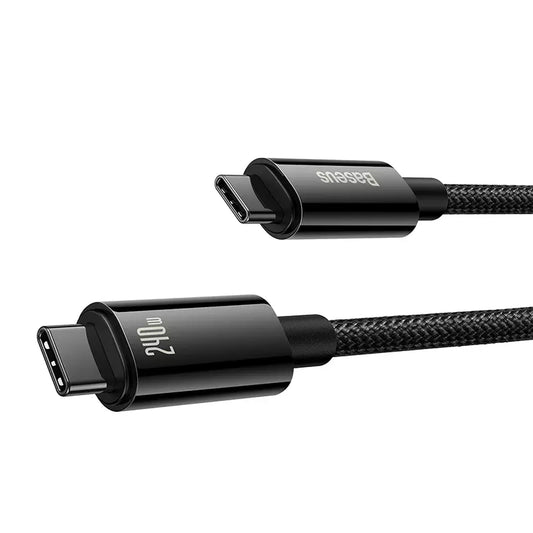 Buy Baseus Tungsten Gold Fast Charging Data Cable Type-C to Type-C 240W 3m Black from Vmart in Pakistan
