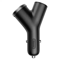 Baseus Y Type Dual USB+Cigarette Lighter Extended Car Charger Black