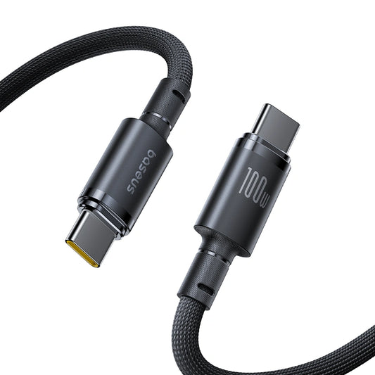 Buy Baseus 100W Type-C to Type-C New Braided Fast Charging Cable Cosmic Black 1m Vmart in Pakistan