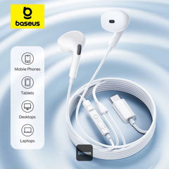 Buy Baseus Encok CZ19 USB-C Wired Earphones White Vmart in Pakistan