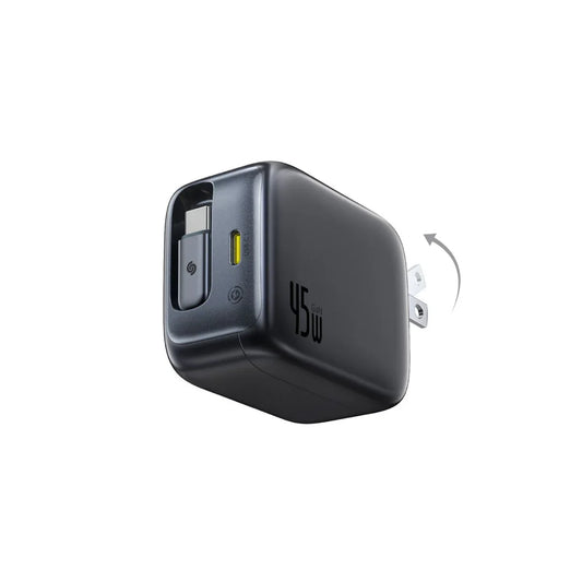 Buy Baseus EnerCore CJ11 2C 45W Fast Charger with Retractable Cable US Black from Vmart in Pakistan