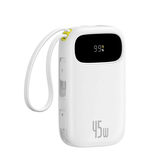 Buy Baseus EnerFill FC31 20000mAh 45W Power Bank with 2 Built-in Cables (USB-C + Lightning) White from Vmart in Pakistan