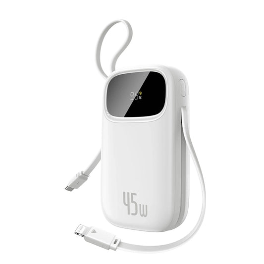 Buy Baseus EnerFill FC31 20000mAh 45W Power Bank with 2 Built-in Cables (USB-C + Lightning) White from Vmart in Pakistan