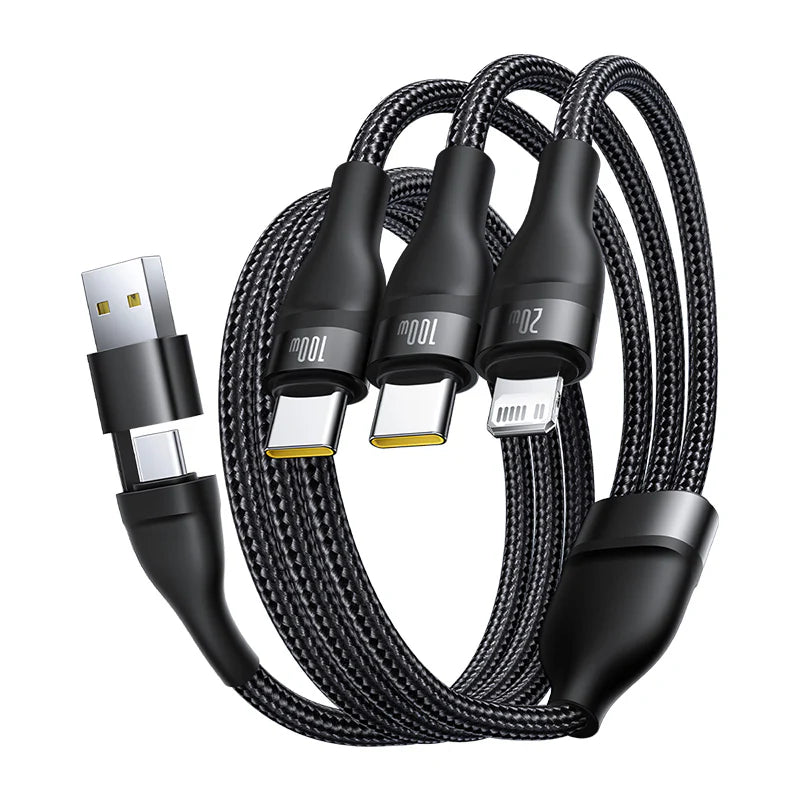 Buy Baseus Flash Series 3 Two-For-Three Fast Charging Cable U+C To C+C+L 100W Cluster Black 1.5m from Vmart in Pakistan