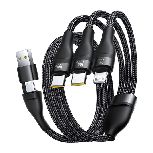Buy Baseus Flash Series 3 Two-For-Three Fast Charging Cable U+C To C+C+L 100W Cluster Black 1.5m from Vmart in Pakistan