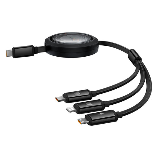 Buy Baseus Free2Draw Retractable Crystal Fast Charging Data Cable Type-C to M+L+C 100W Vmart in Pakistan