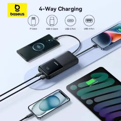 Buy Baseus Lipow Dual-cable Power Bank With Digital Display 20000mah 22.5w Cosmic Black from Vmart in Pakistan