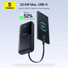 Buy Baseus Lipow Dual-cable Power Bank With Digital Display 20000mah 22.5w Cosmic Black from Vmart in Pakistan