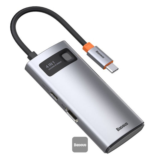 Buy Baseus Metal Gleam Series 4-in-1 Multifunctional Type-C Hub Docking Station Gray（Type-C to HDMI*1+USB3.0*1+USB2.0*1+PD*1） from Vmart in Pakistan