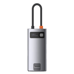 Buy Baseus Metal Gleam Series 4-in-1 Multifunctional Type-C Hub Docking Station Gray（Type-C to HDMI*1+USB3.0*1+USB2.0*1+PD*1） from Vmart in Pakistan