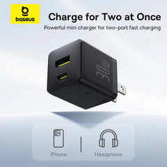 Buy Baseus Palm Fast Charger C+U 30W US Cluster Black from Vmart in Pakistan