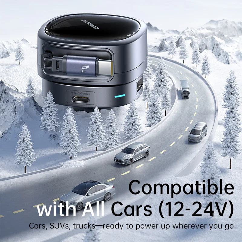 Buy Baseus PrimeTrip VR1 Car Charger with Retractable Cable (U+C)+Type-C 60W Cosmic Black Vmart in Pakistan
