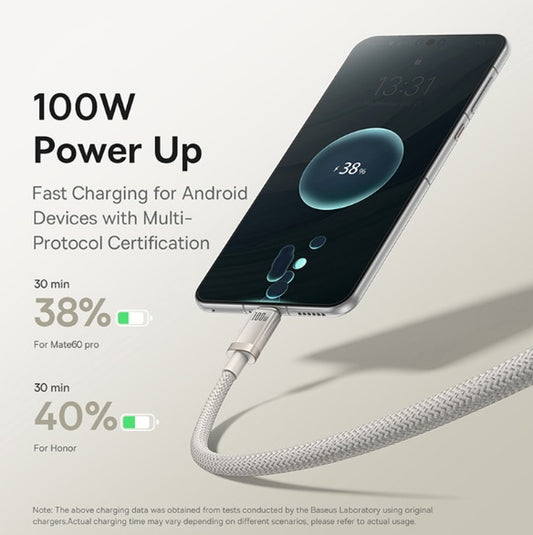 Buy Baseus Titanium Alloy Fast Charging Cable USB to Type-C 100W Galaxy Titanium Gold 1m from Vmart in Pakistan
