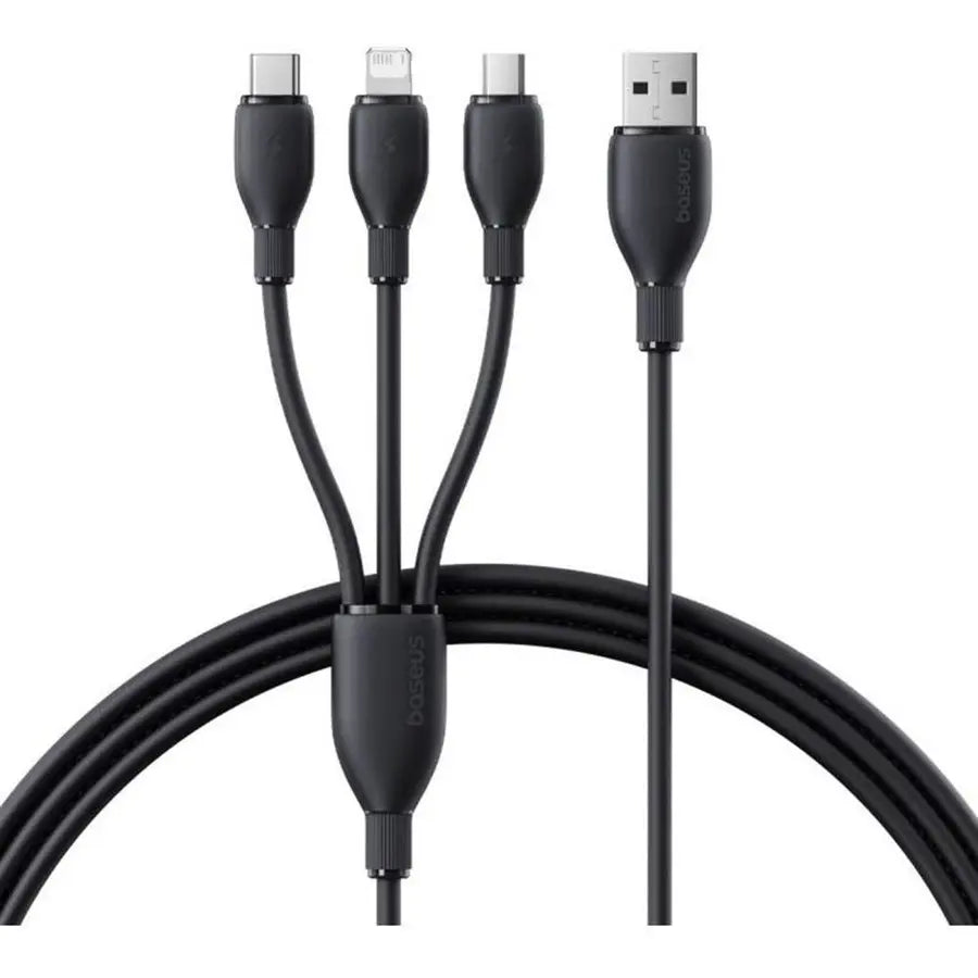 Buy Baseus Ultra-Fast One-for Three Fast Charging Cable USB-A to M+L+C 3.5A Cosmic Black 1.3m Vmart in Pakistan