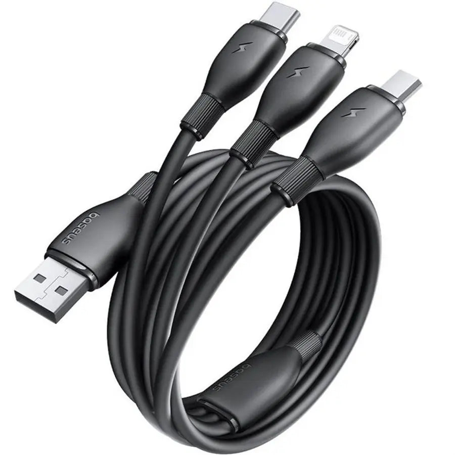 Buy Baseus Ultra-Fast One-for Three Fast Charging Cable USB-A to M+L+C 3.5A Cosmic Black 1.3m Vmart in Pakistan