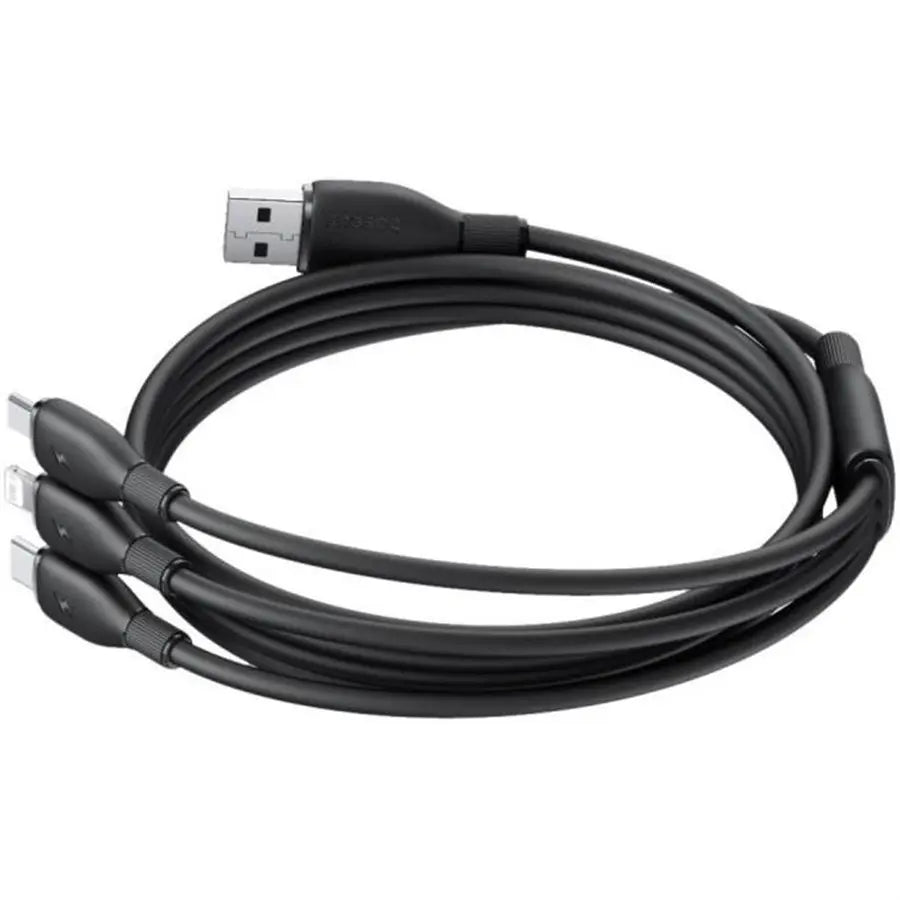 Buy Baseus Ultra-Fast One-for Three Fast Charging Cable USB-A to M+L+C 3.5A Cosmic Black 1.3m Vmart in Pakistan