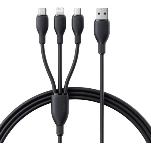 Buy Baseus Ultra-Fast One-for Three Fast Charging Cable USB-A to M+L+C 3.5A Cosmic Black 1.3m Vmart in Pakistan