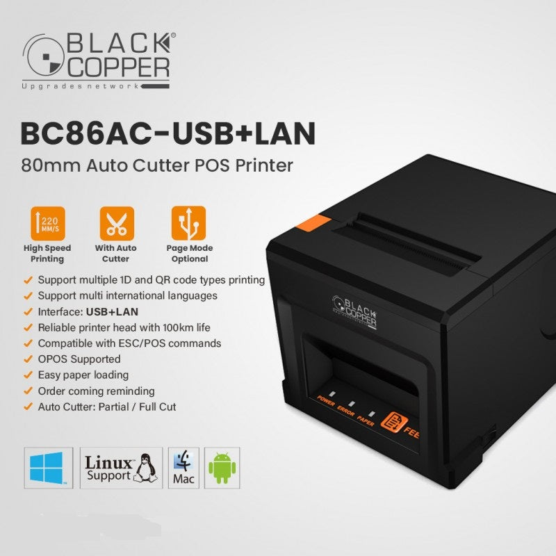 Buy Black Copper BC-86AC-USB+LAN Thermal Receipt Printer from Vmart in Pakistan