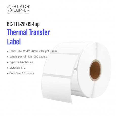 Black Copper BC-TTL-28x19-1up Barcode Label Roll