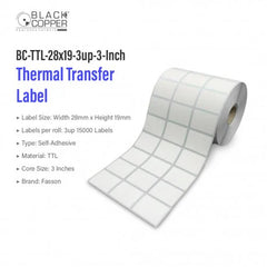 Black Copper BC-TTL-28x19-3up-3-Inch Barcode Label Roll