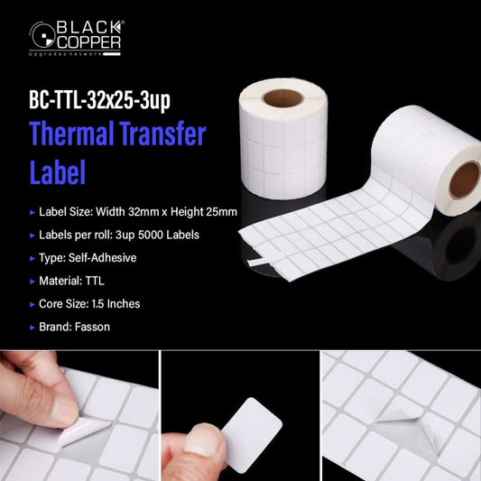 Buy Black Copper BC-TTL-32x25-3up Barcode Label Roll Vmart in Pakistan