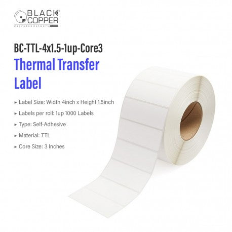 Buy BlackCopper BC-TTL-4x1.5-1up-Core3 Barcode Label Roll Vmart in Pakistan