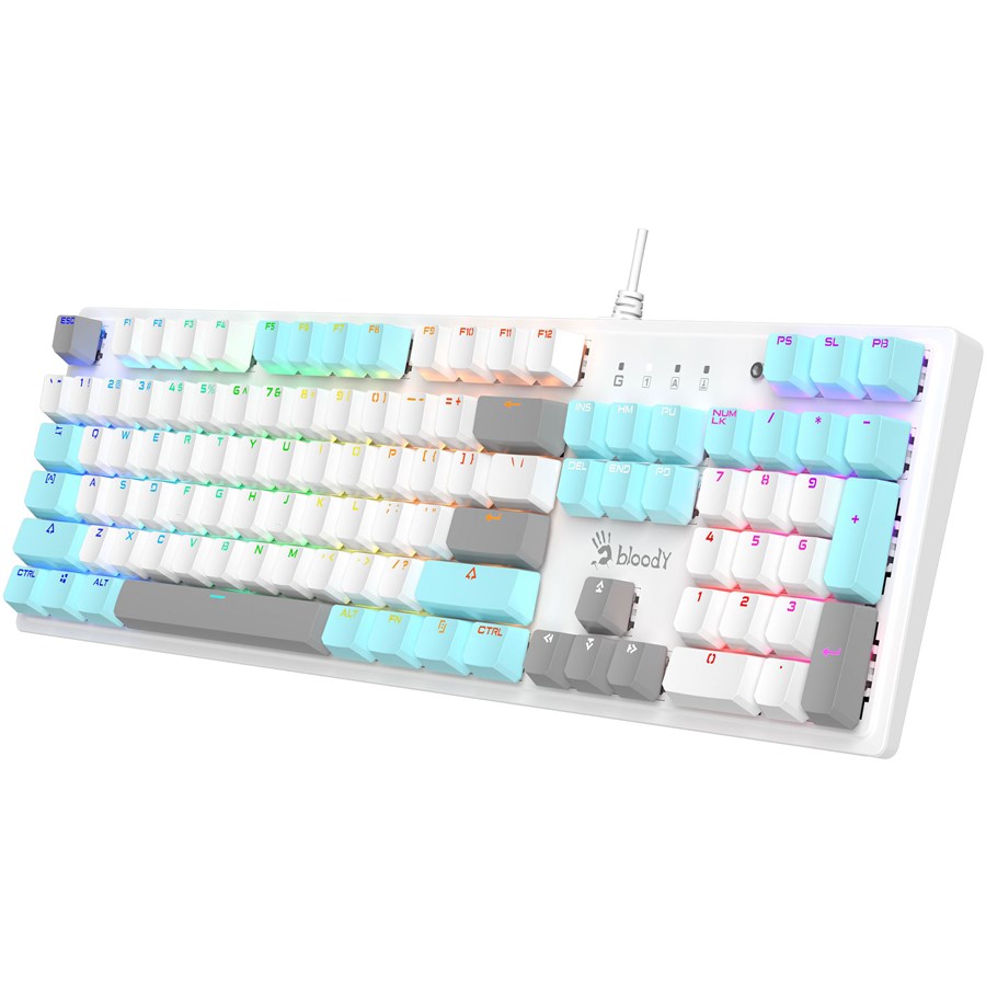 Bloody S510R Mechanical Switch RGB Gaming Keyboard Red Switch - Icy White