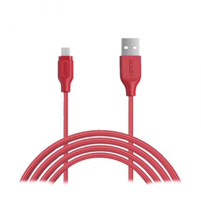 Aukey Braided Nylon Micro USB Cable (6.6ft) - Red