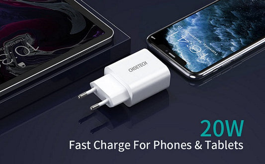 Buy Choetech PD5005 Fast Type C Wall Charger 20W White - EU Plug from Vmart in Pakistan
